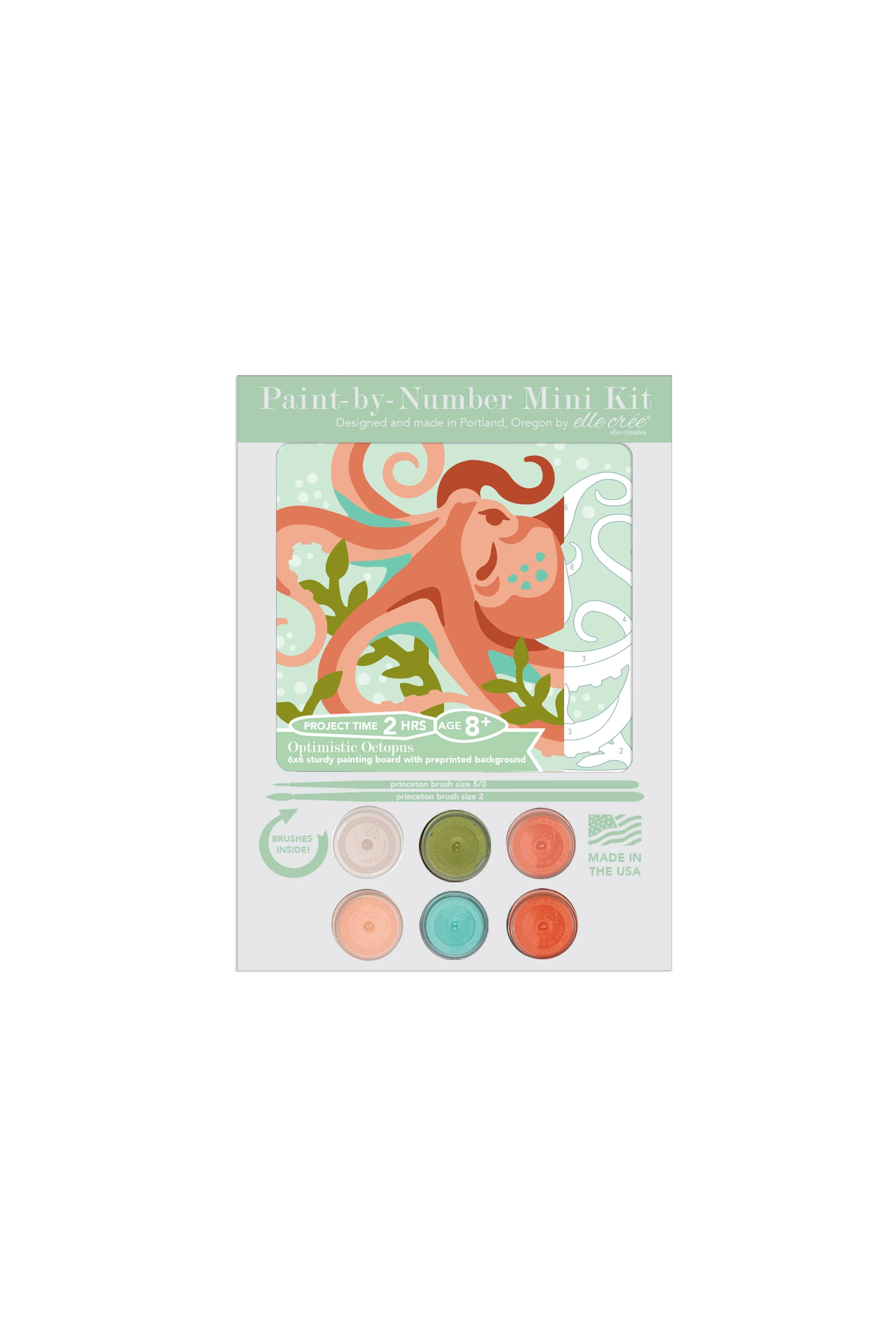 Elle Crée (She Creates): KIDS MINI Optimistic Octopus Paint-by-Number Kit