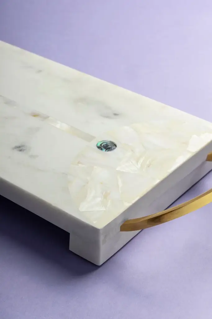 Gauri Kohli: Volga Marble Cheese Board - 18.0" x 6.0" - Image 3