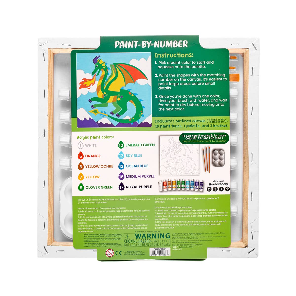 OOLY: Colorific Canvas Paint by Number Kit - Fantastic Dragon - Image 2