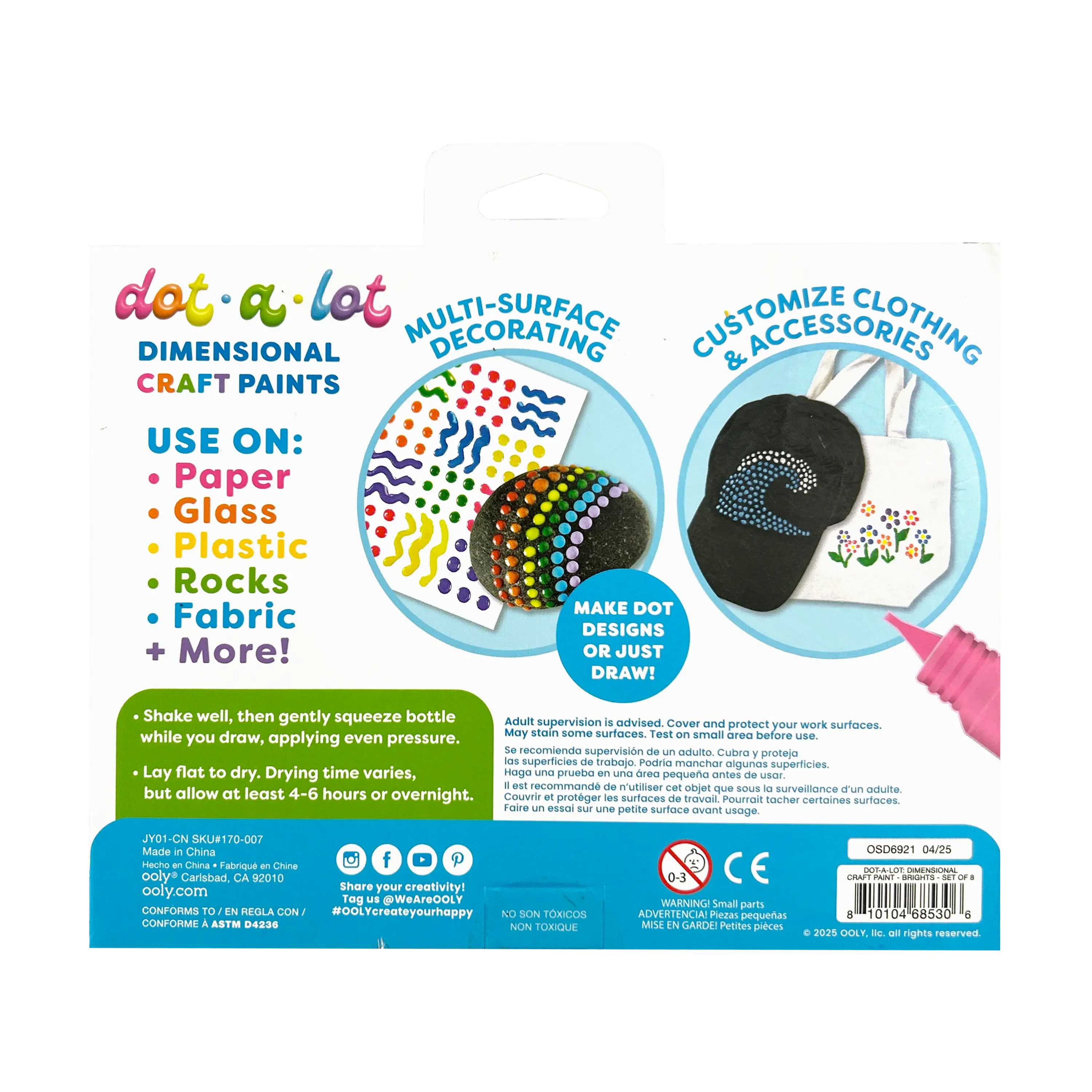 OOLY: Dot-A-Lot: Dimensional Craft Paint - Bright (Set of 8) - Image 9