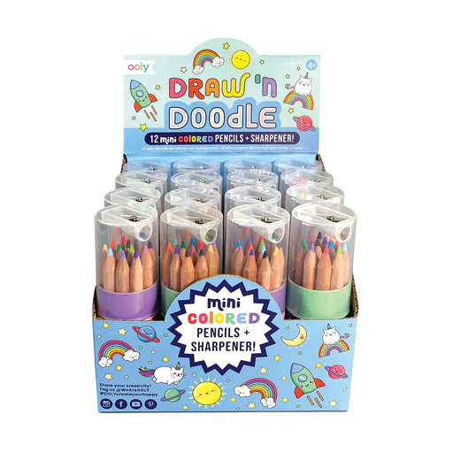OOLY: Draw 'n' Doodle Mini Colored Pencils + Sharpener - Set of 12 - Image 3