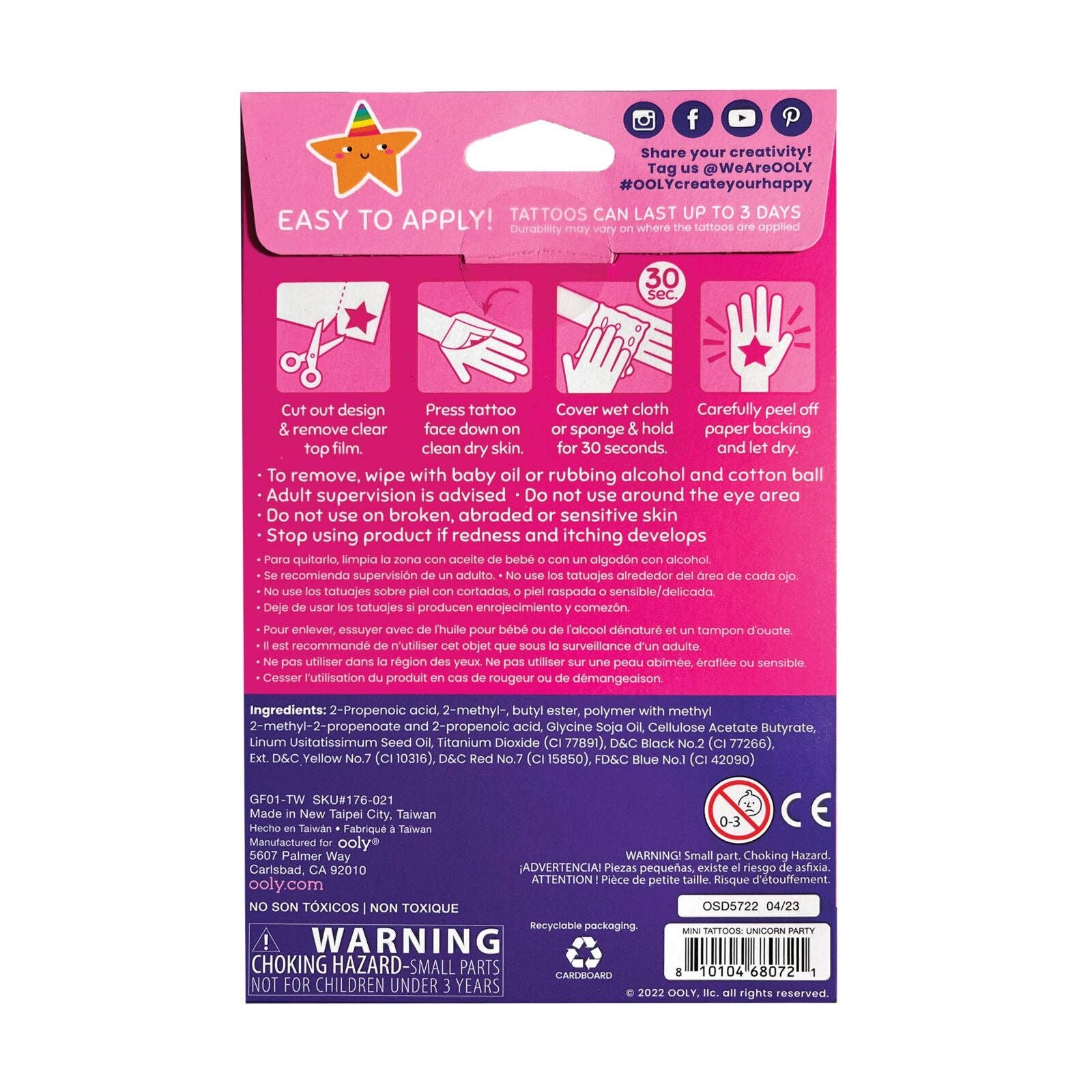 OOLY: Mini Temporary Tattoos -  Unicorn Party - Image 2