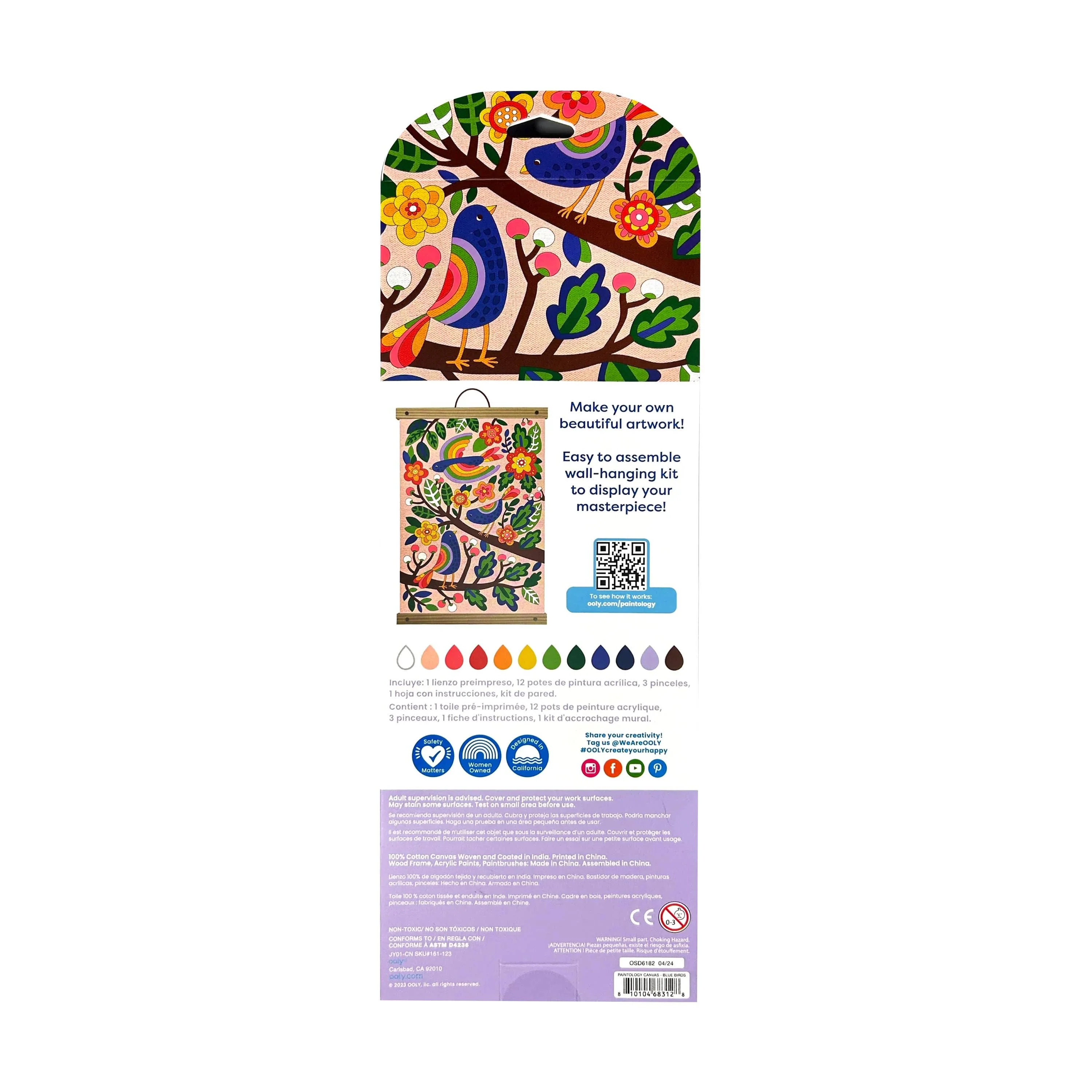 OOLY: Paintology Paint By Number Canvas Kit - Blue Birds 25 PC Set - Image 2