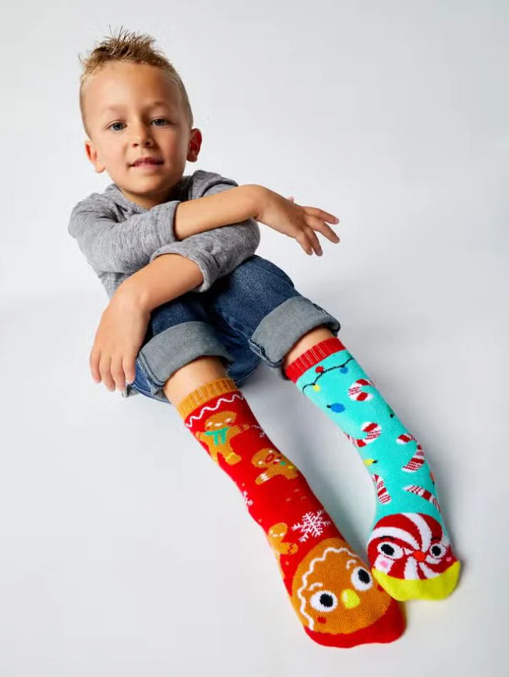 Pals Socks: Gingerbread & Candy Cane Mismatched Kids Socks - Image 2