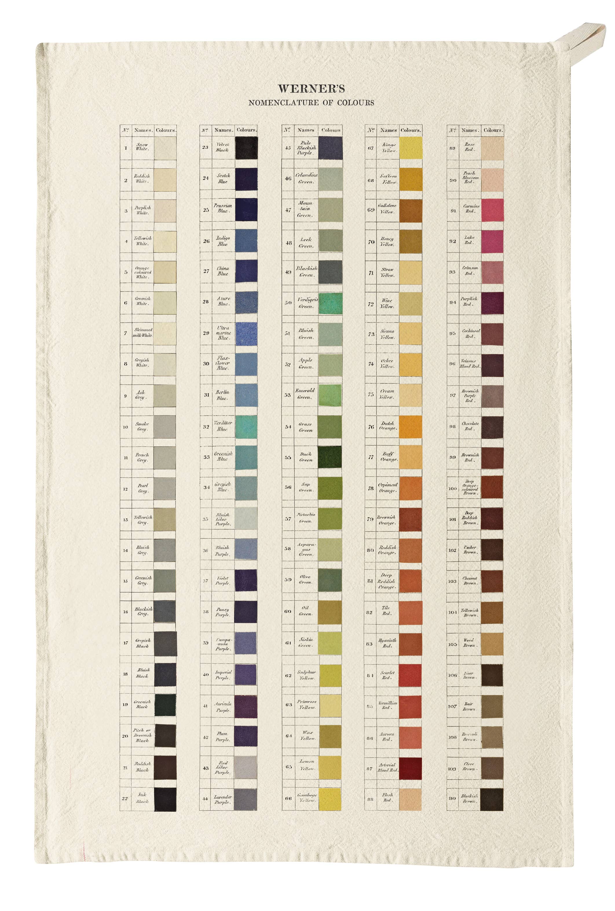 Roomytown Inc: Organic Cotton Tea Towel - Werner's Nomenclature of Colours - Image 2