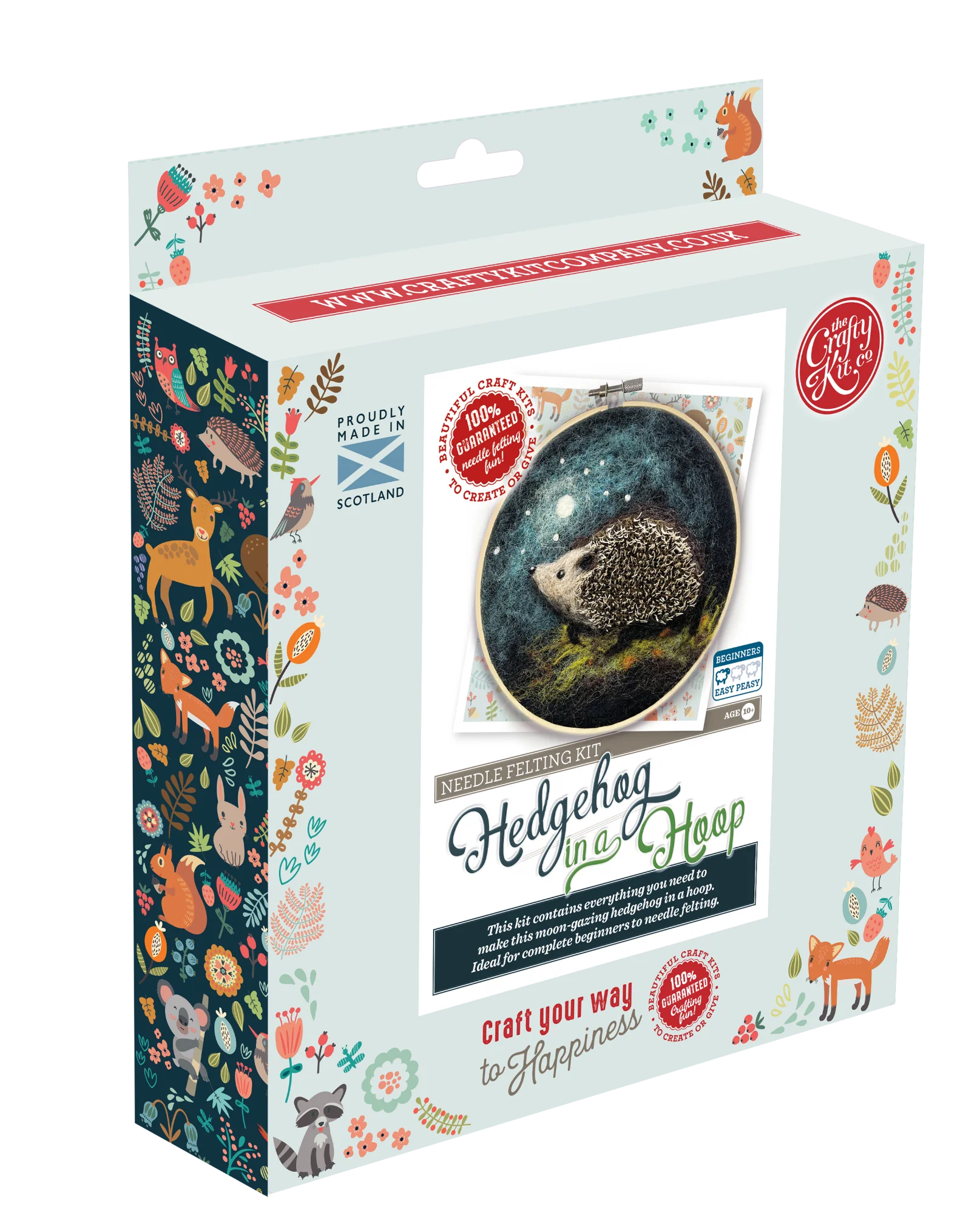 The Crafty Kit Company: Hedgehog in a Hoop Needle Felting Craft Kit - Image 2
