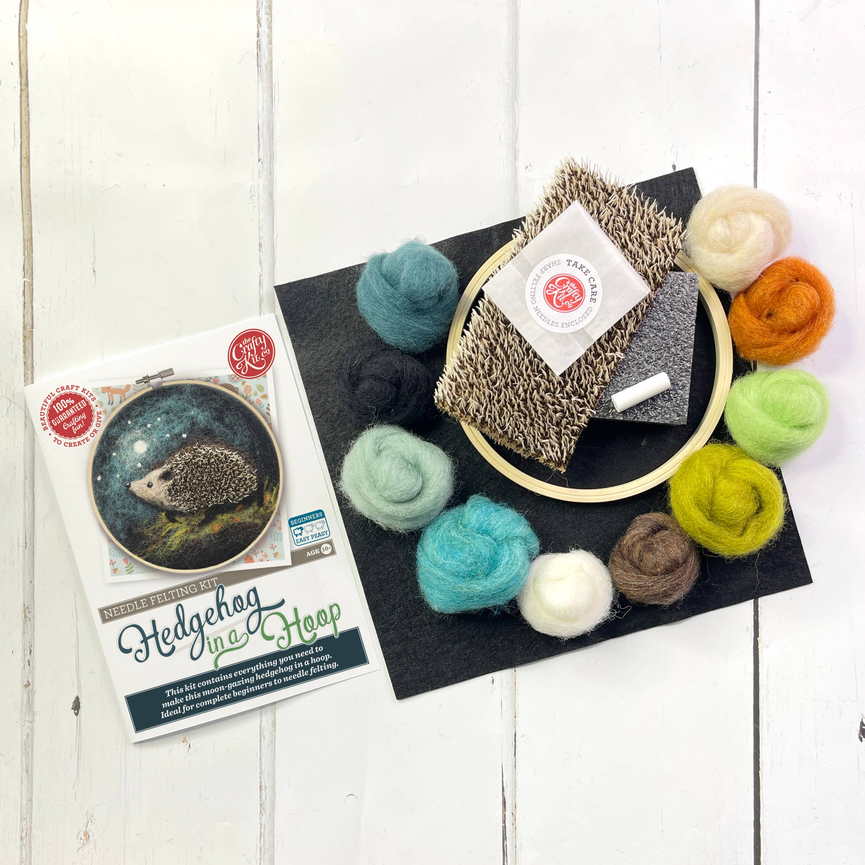 The Crafty Kit Company: Hedgehog in a Hoop Needle Felting Craft Kit - Image 3