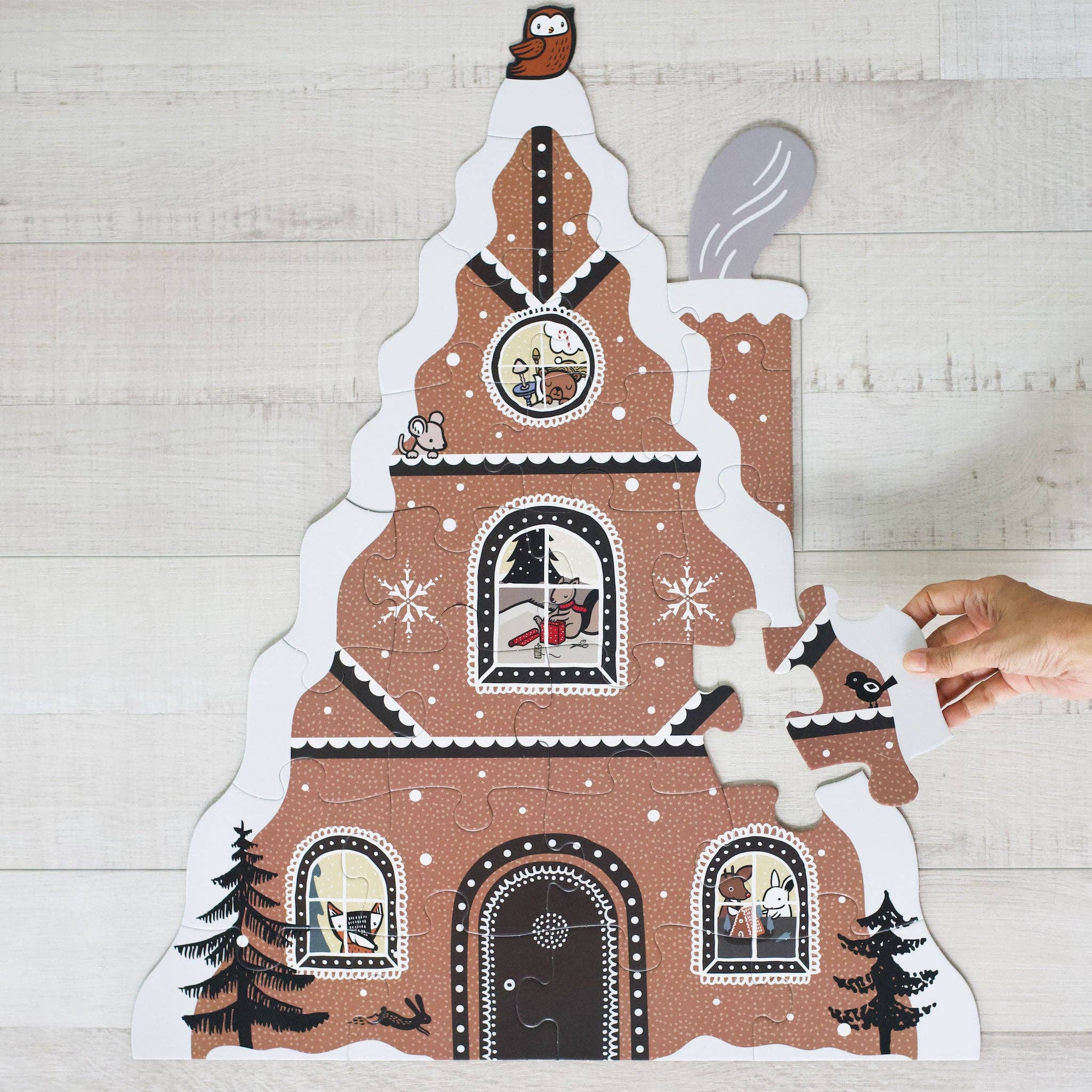Wee Gallery: Gingerbread House Holiday/Christmas Floor Puzzle - Image 4